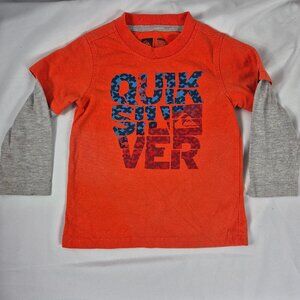 Quicksilver Boys Toddler Orange/Gray Long Sleeve Tee Shirt Sz 2T